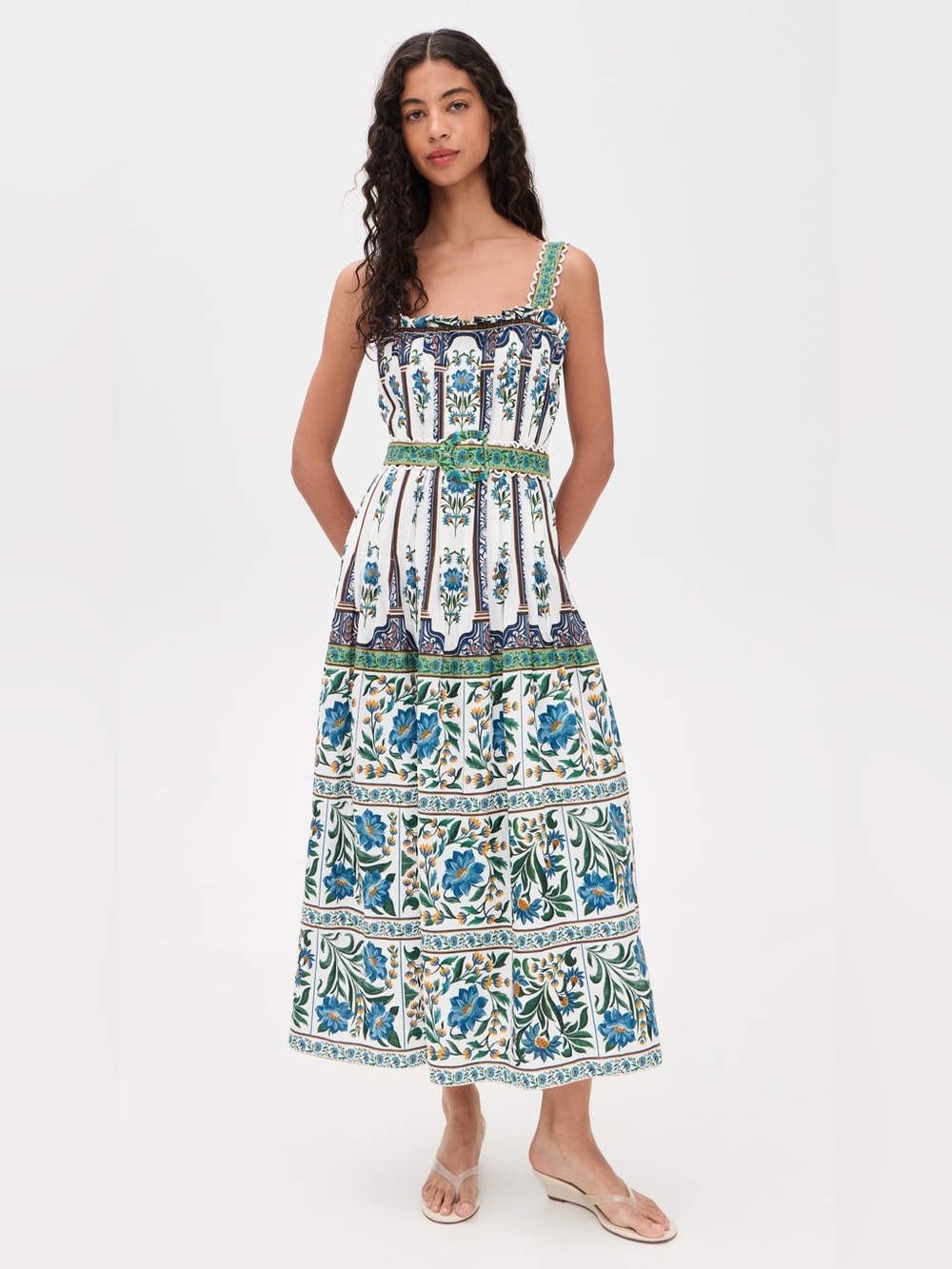 Farm Rio Off-White Manoela Belted Maxi Dress NWOT Size XS Timeless